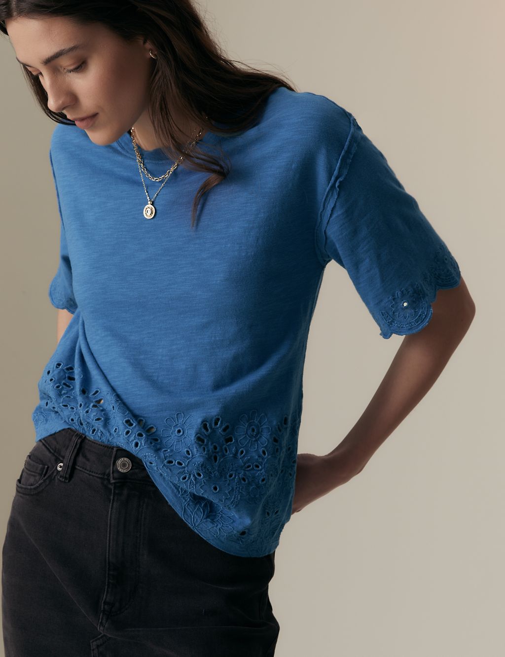 Pure Cotton Broderie T-Shirt 2 of 5