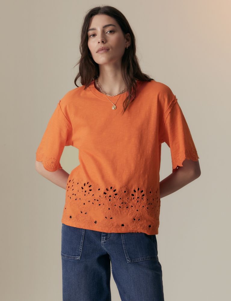 Pure Cotton Broderie T-Shirt 3 of 5