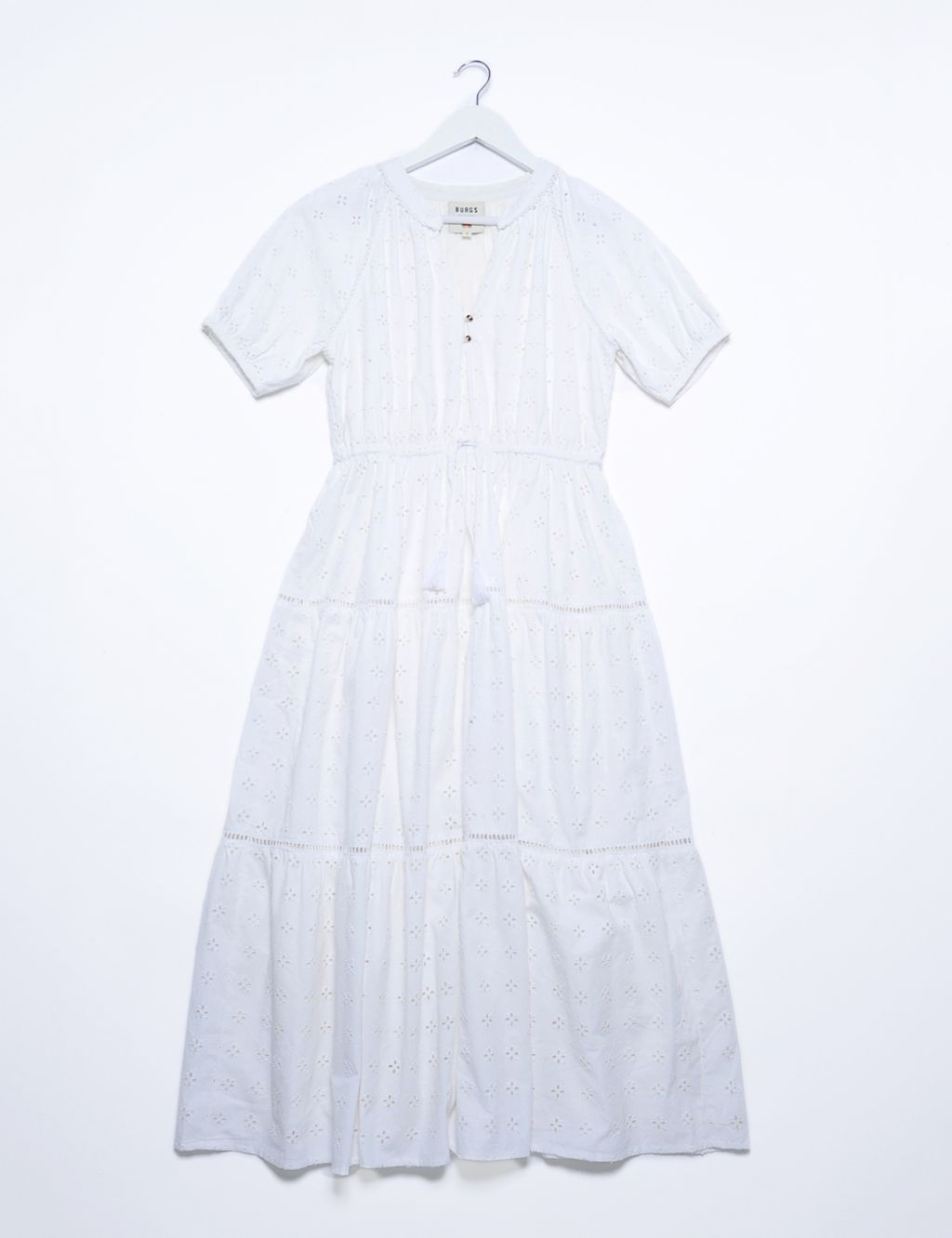Pure Cotton Broderie Tiered Midi Dress 1 of 6