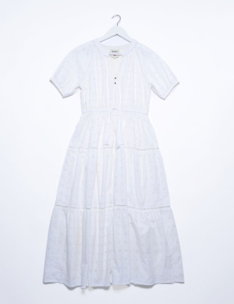 Pure Cotton Broderie Tiered Midi Dress 2 of 6