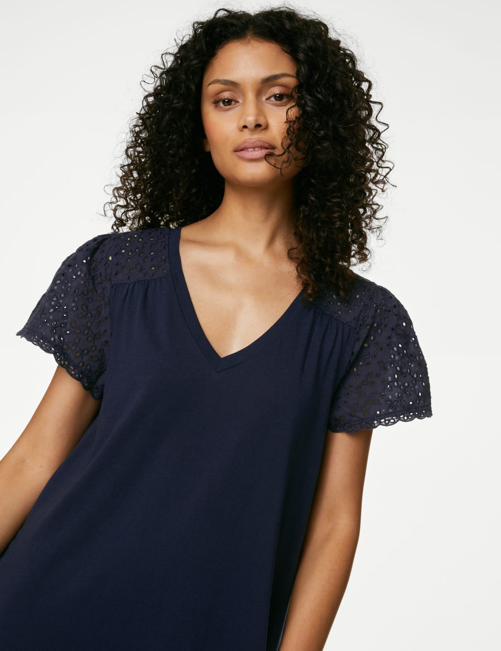 Pure Cotton Broderie Trim Long Nightdress 4 of 6