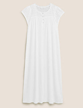 Pure Cotton Broderie Trim Nightdress Image 2 of 4