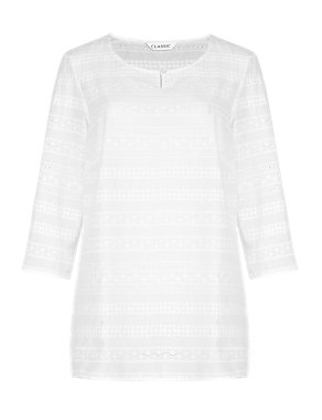 Pure Cotton Broderie Tunic Image 2 of 4
