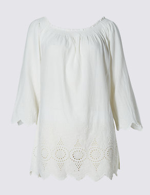 Pure Cotton Broderie Tunic Image 2 of 3