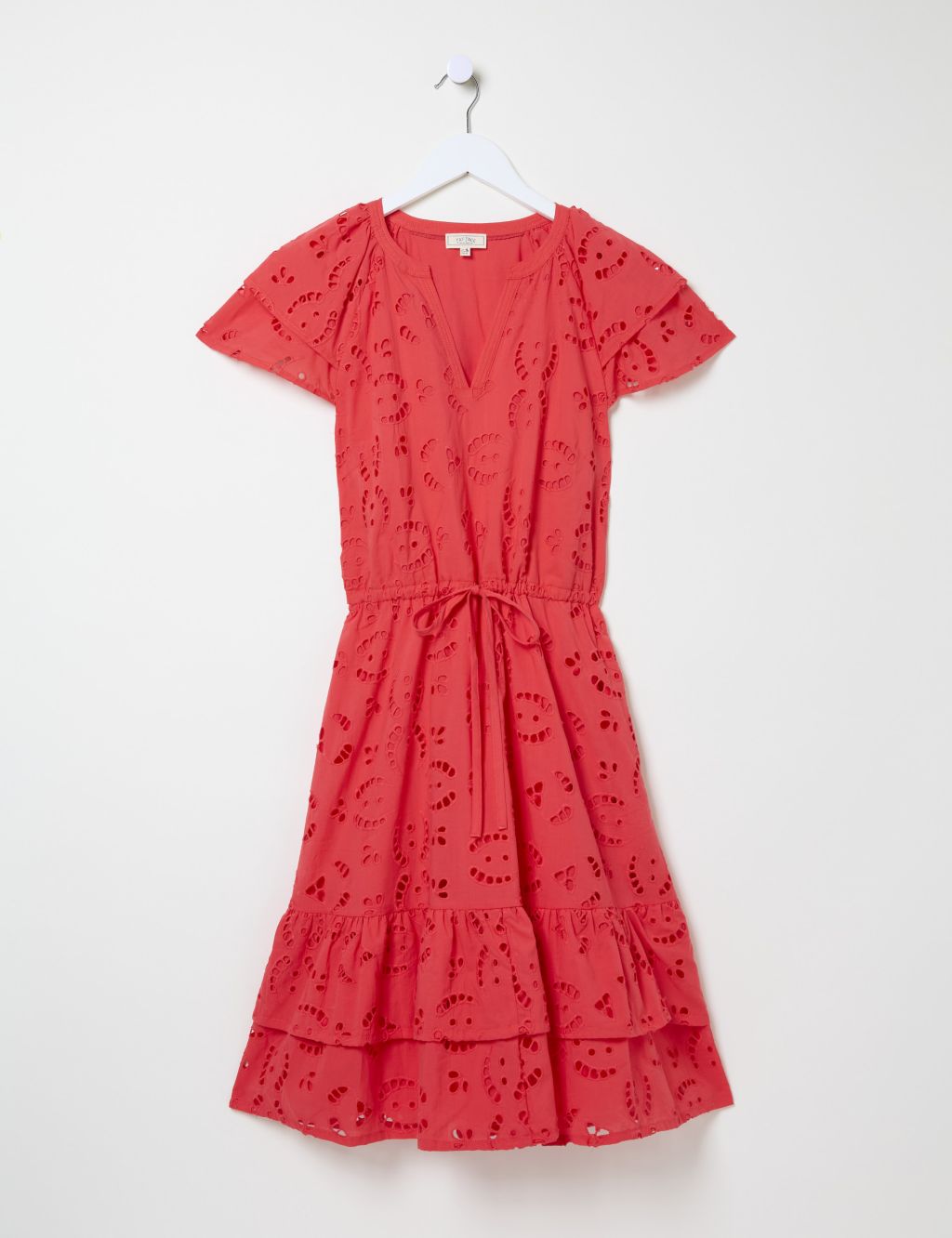 Pure Cotton Broderie V-Neck Tiered Dress 1 of 6