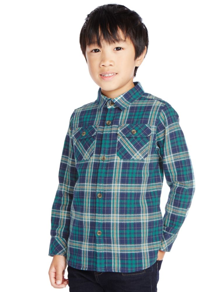Pure Cotton Brushed Checked Shirt (1-7 Years) 1 of 5