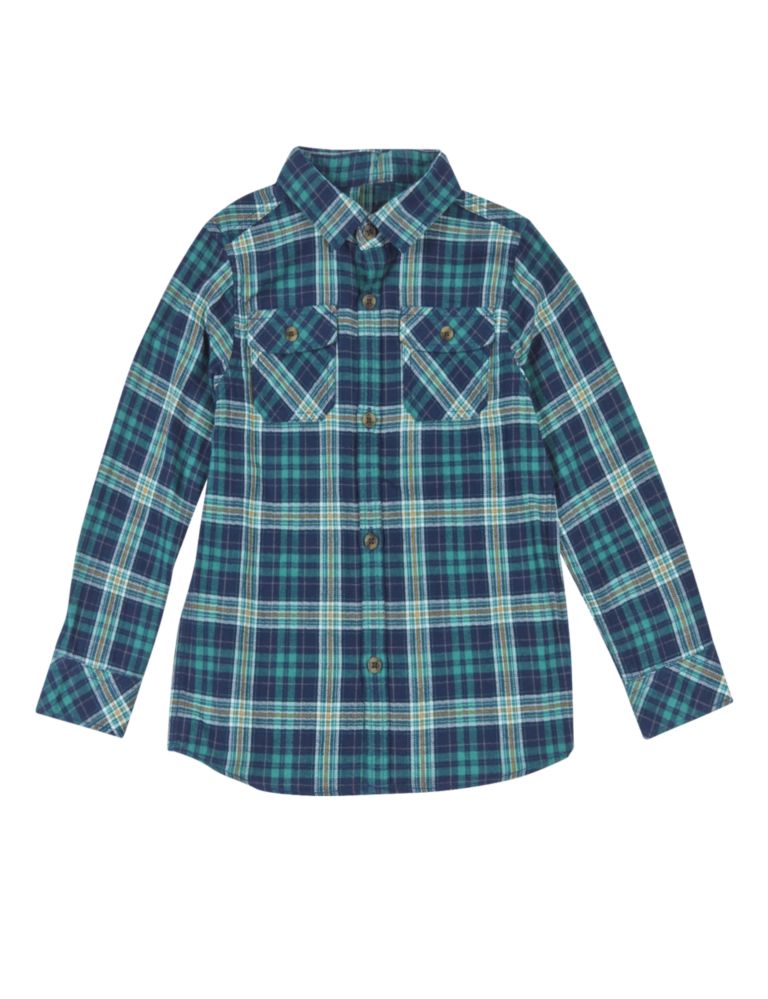 Pure Cotton Brushed Checked Shirt (1-7 Years) 2 of 5