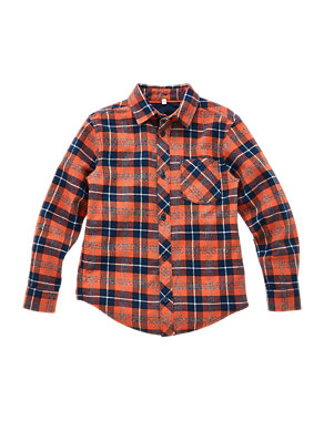 Pure Cotton Brushed Checked Shirt (5-14 Years) Image 2 of 4