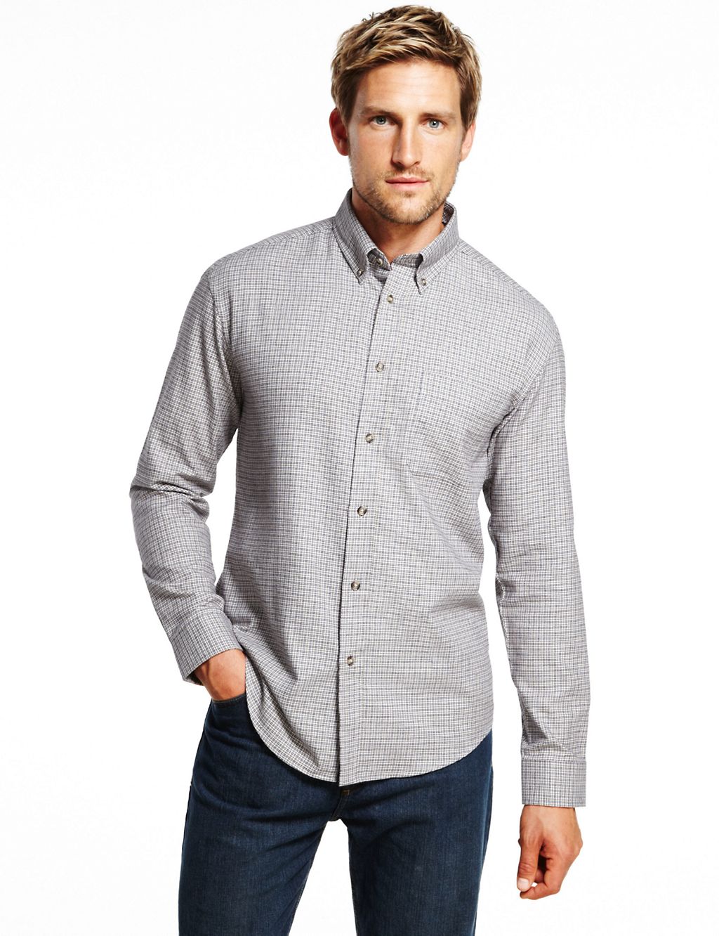 Pure Cotton Brushed Mini Checked Shirt 3 of 6