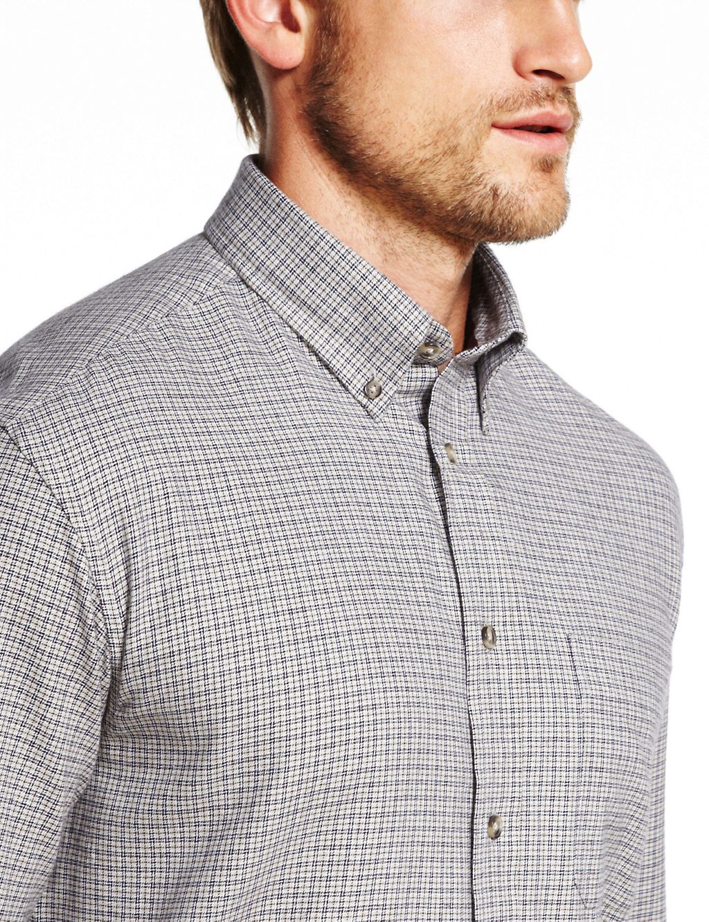 Pure Cotton Brushed Mini Checked Shirt 5 of 6
