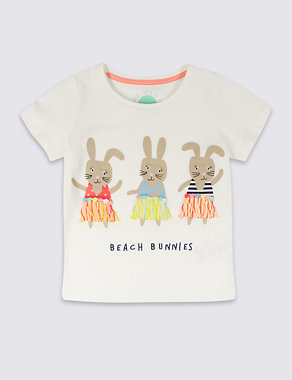 Pure Cotton Bunnies Print Top (3 Months - 5 Years) Image 2 of 3