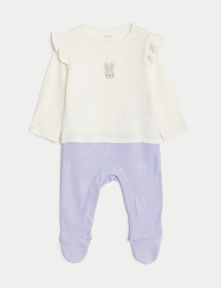 Pure Cotton Bunny Sleepsuit (7lbs-1 Yrs) 1 of 4