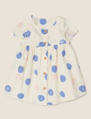 Pure Cotton Bunny and Spot Woven Dress (0-3 Yrs) Image 2 of 5