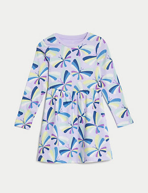 Pure Cotton Butterfly Dress (2-8 Yrs) Image 2 of 4