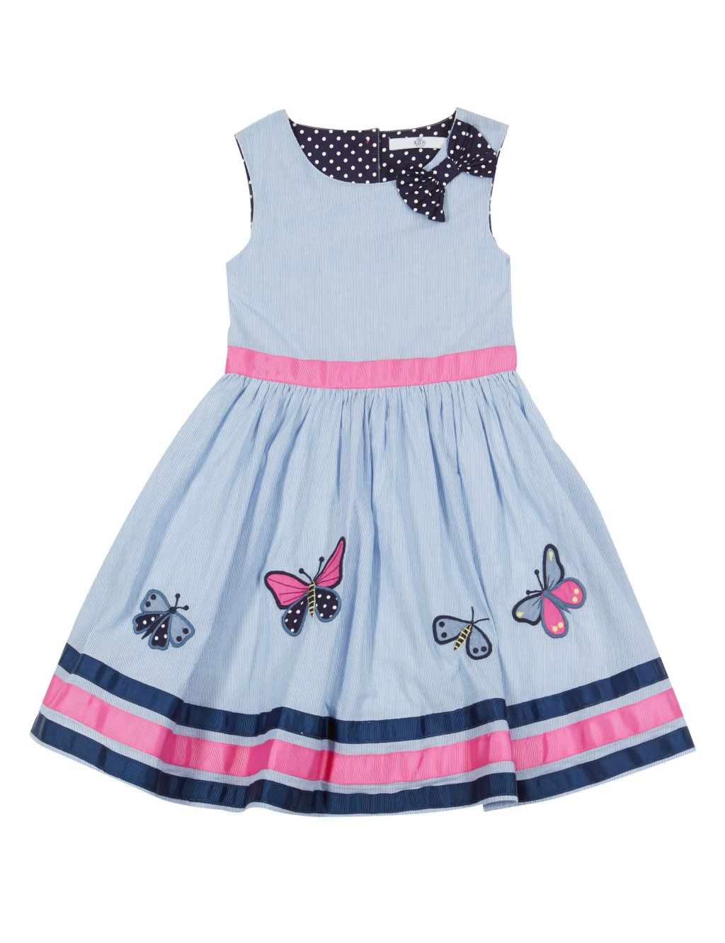 Pure Cotton Butterfly Embroidered Prom Dress (1-7 Years) 1 of 3