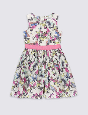 Pure Cotton Butterfly Print Prom Dress with Belt (1-7 Years) Image 2 of 3