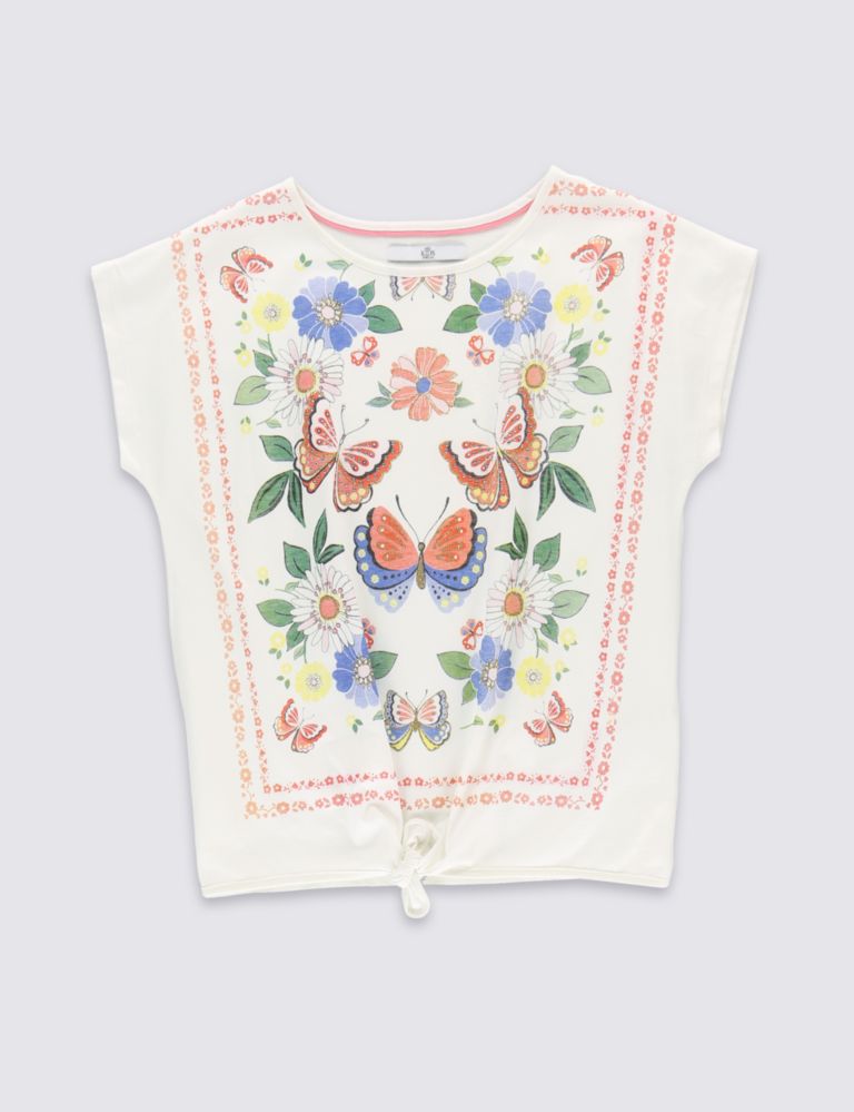 Pure Cotton Butterfly Print T-Shirt (5-14 Years) 2 of 3