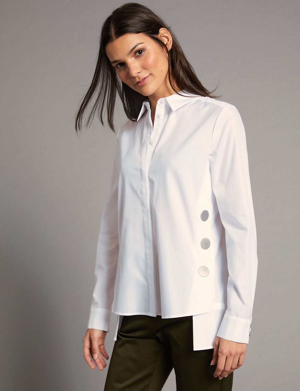 Pure Cotton Button Detail Long Sleeve Shirt 2 of 5