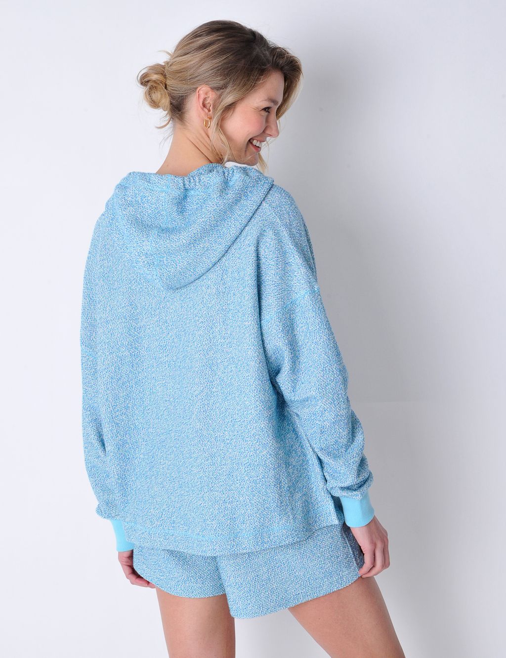 Pure Cotton Button Detail Oversized Hoodie 4 of 6