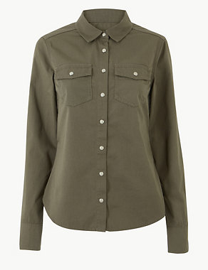 Pure Cotton Button Detailed Shirt Image 2 of 4