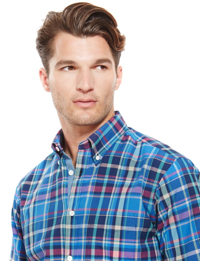 Pure Cotton Button-Down Collar Checked Shirt 4 of 4