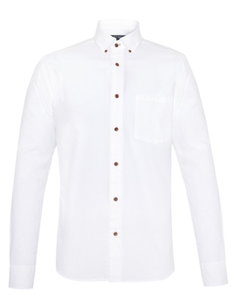 Pure Cotton Button-Down Collar Textured Shirt 2 of 6