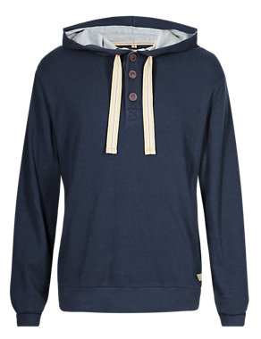 Pure Cotton Button-Through Hooded Top Image 2 of 3