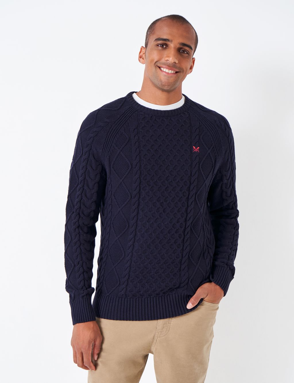 Pure Cotton Cable Crew Neck Jumper | Crew Clothing | M&S