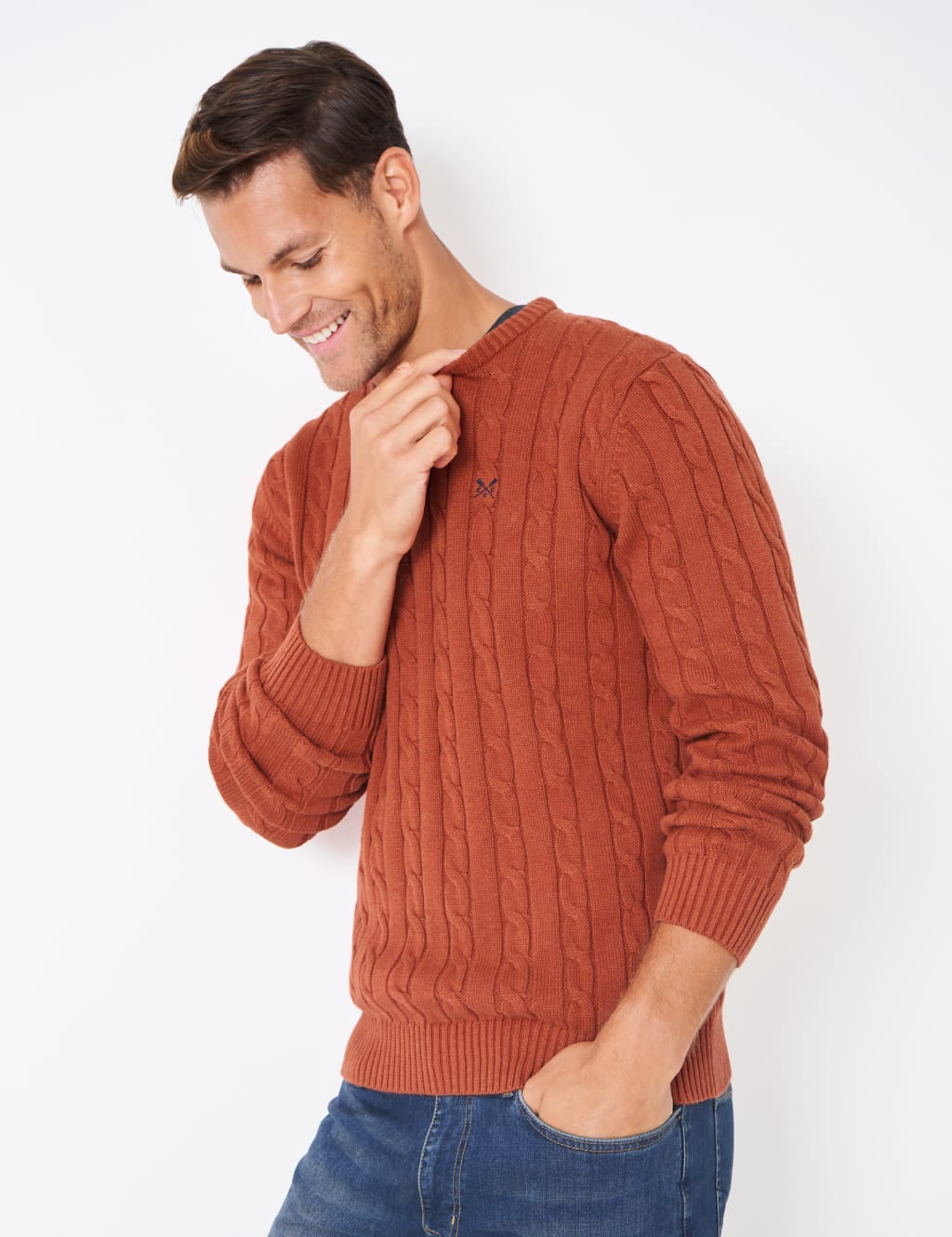 Pure Cotton Cable Crew Neck Jumper Crew Clothing M S