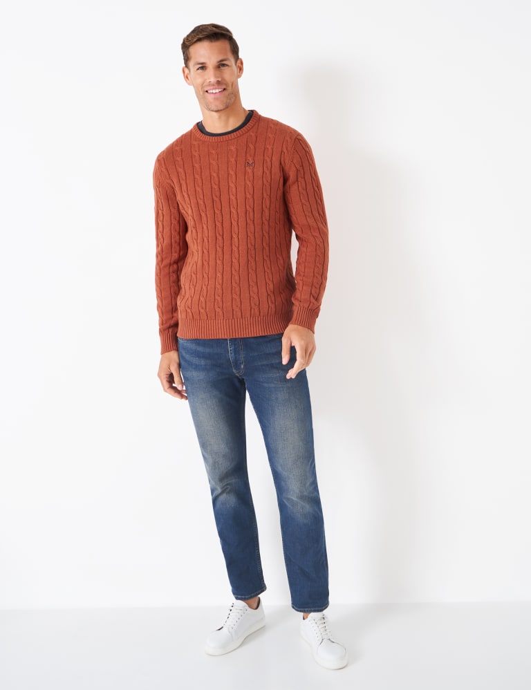 Pure Cotton Cable Crew Neck Jumper Crew Clothing M S