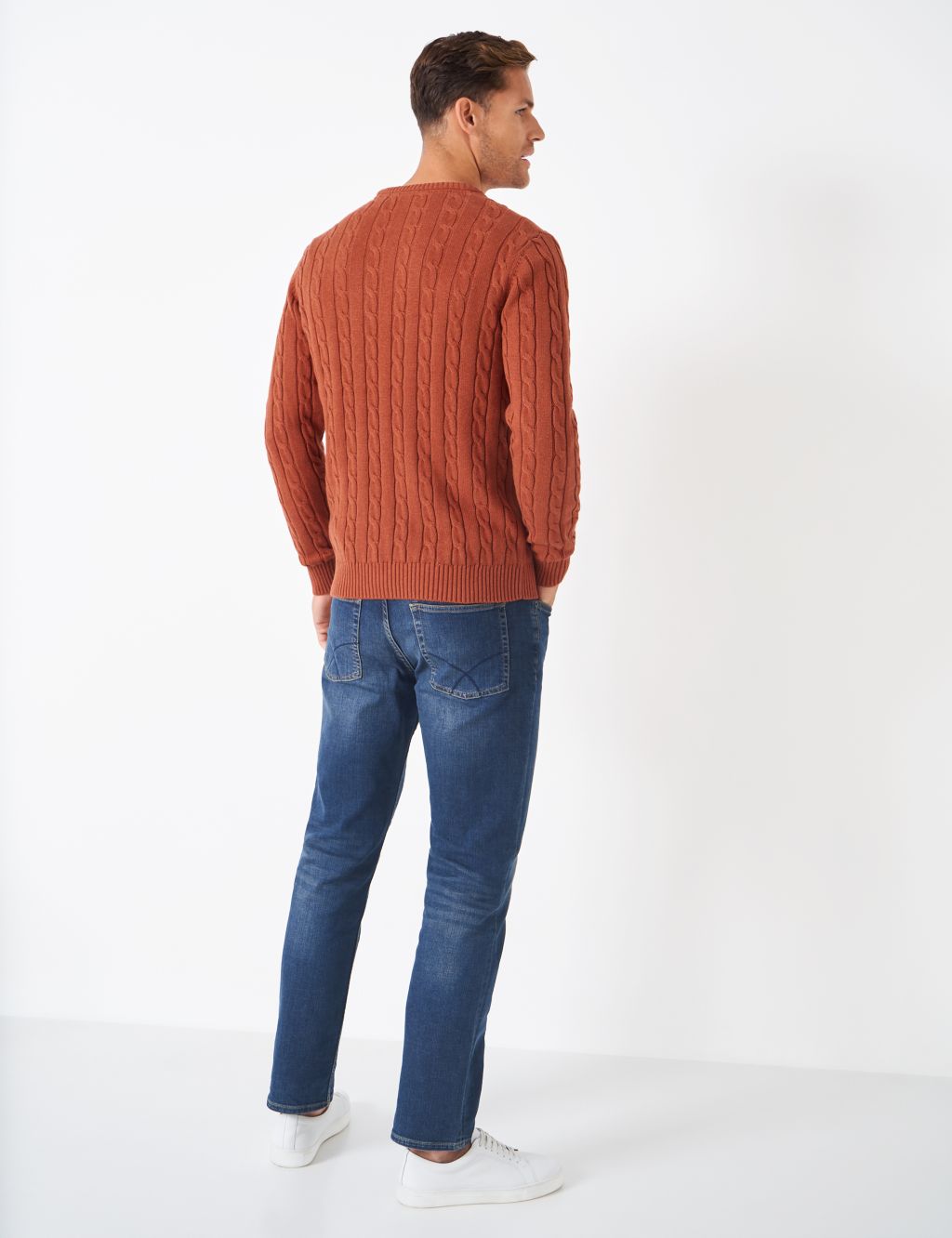Pure Cotton Cable Crew Neck Jumper | Crew Clothing | M&S
