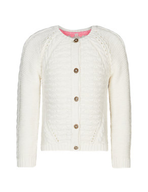 Pure Cotton Cable Knit Cardigan Image 2 of 3