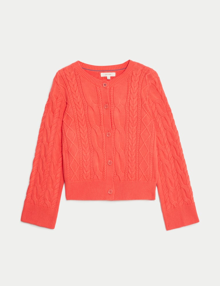Pure Cotton Cable Knit Cardigan Per Una M S