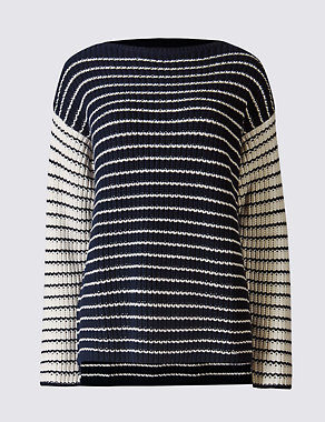 Pure Cotton Cable Knit Dipped Hem Jumper Image 2 of 5