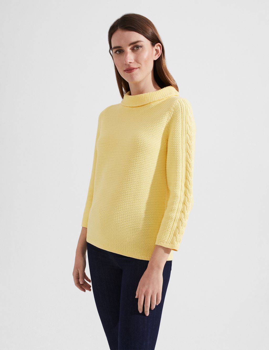 Pure Cotton Cable Knit Funnel Neck Jumper | HOBBS | M&S
