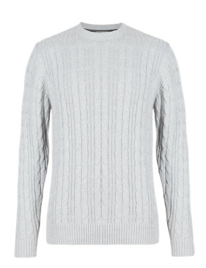 Pure Cotton Cable Knit Jumper Image 2 of 3