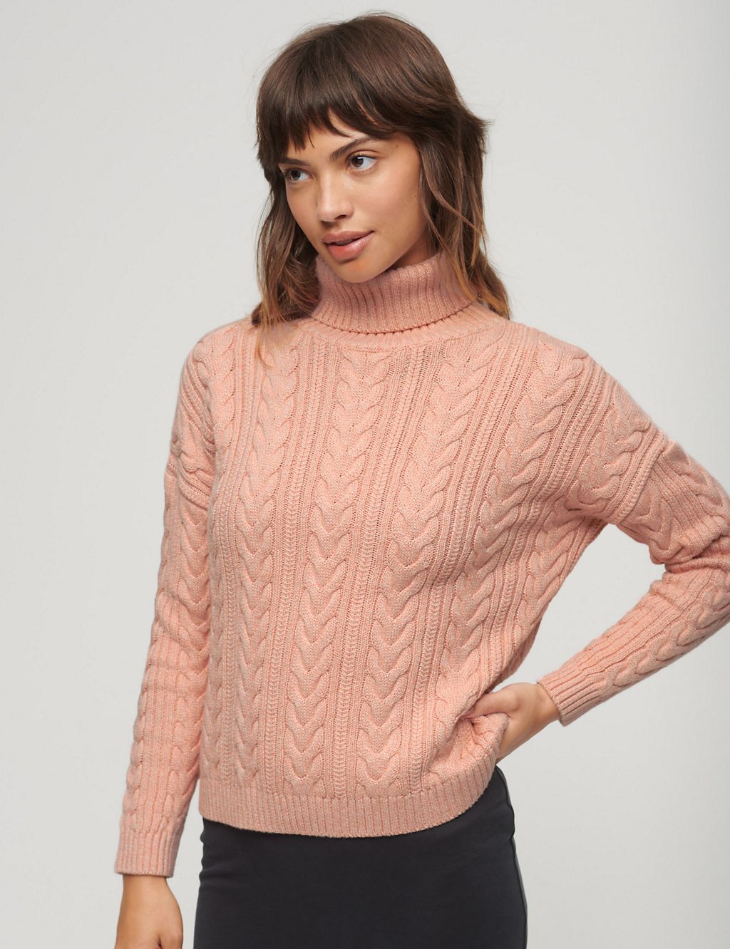 Pure Cotton Cable Knit Roll Neck Jumper 3 of 3