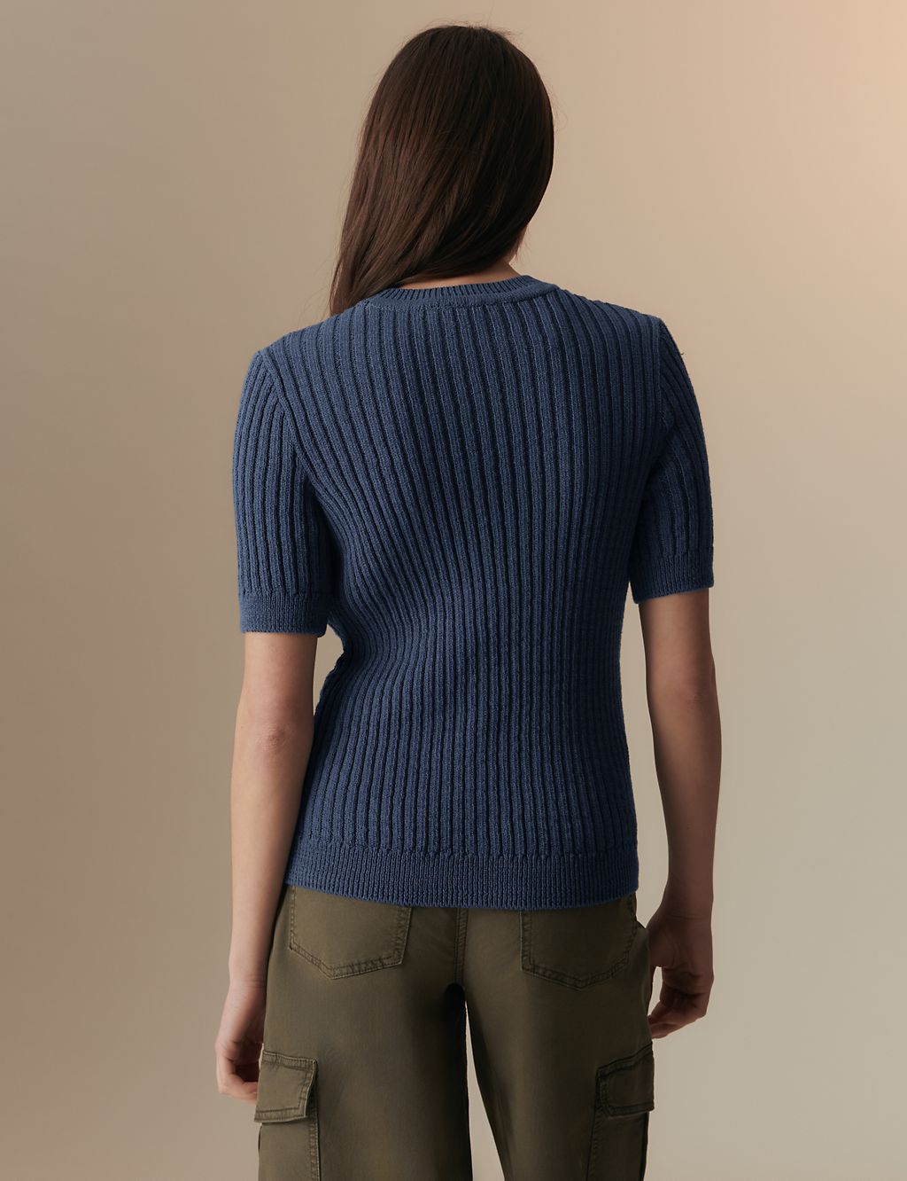 Pure Cotton Cable Knit Short Sleeve Top 5 of 6