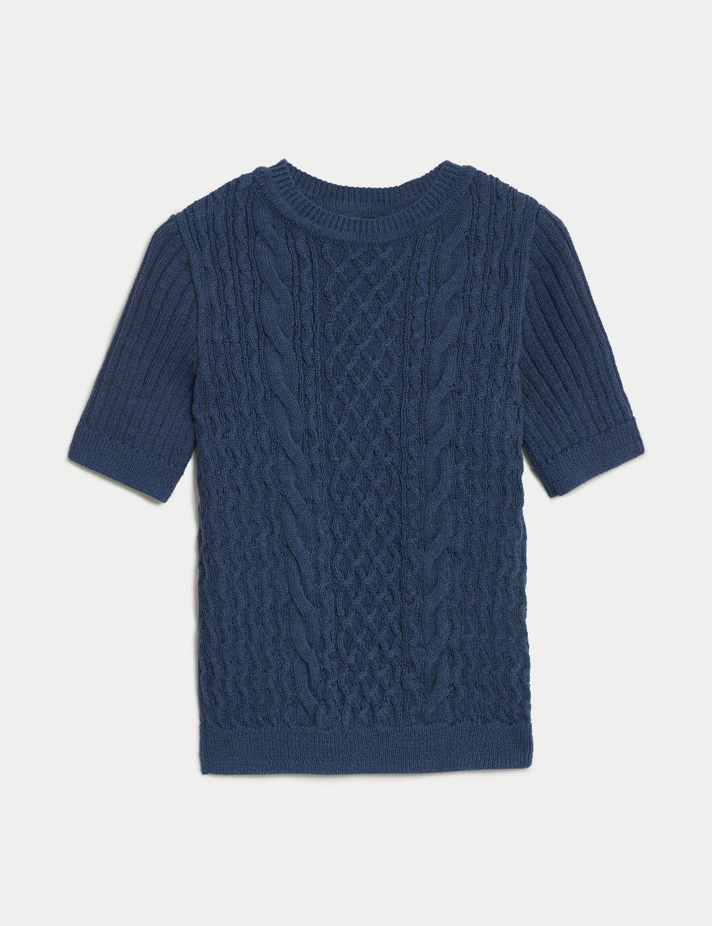 Pure Cotton Cable Knit Short Sleeve Top 1 of 6