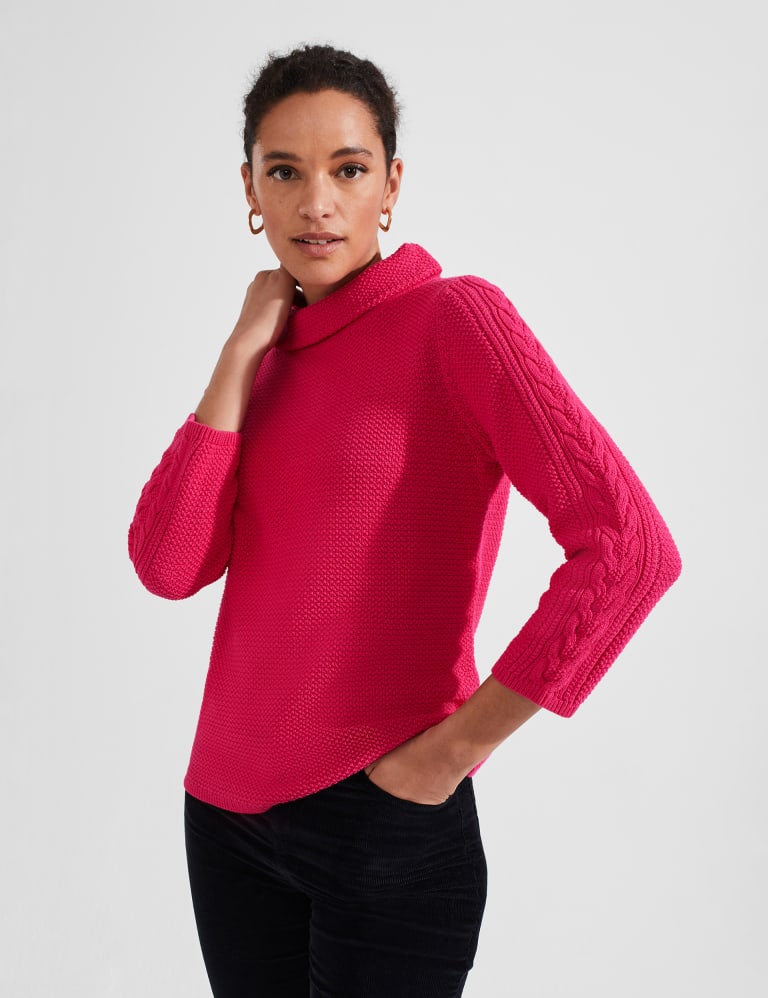 Pure Cotton Cable Knit Slash Neck Jumper 1 of 6