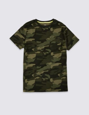 Pure Cotton Camo Print T-Shirt (6-16 Yrs)