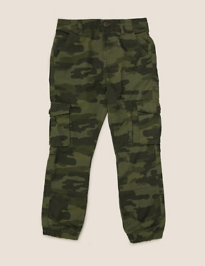 Pure Cotton Camouflage Cargo Trousers (6-14 Yrs) Image 2 of 5