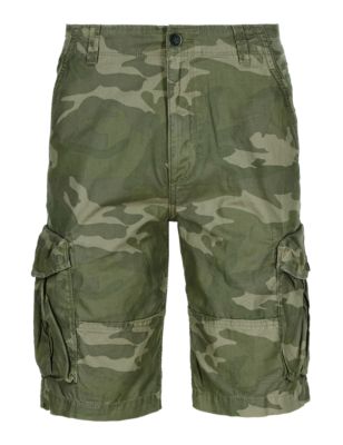 Pure Cotton Camouflage Print Cargo Shorts Image 2 of 3