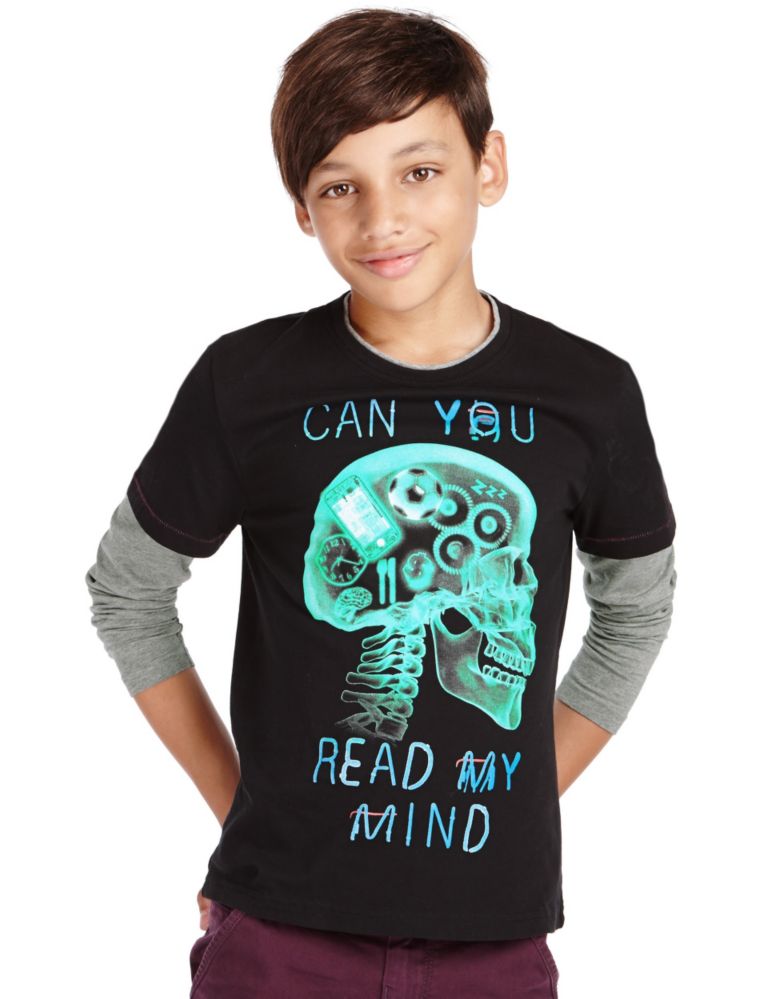 Pure Cotton Can You Read My Mind Slogan T-Shirt (5-14 Years) 1 of 3