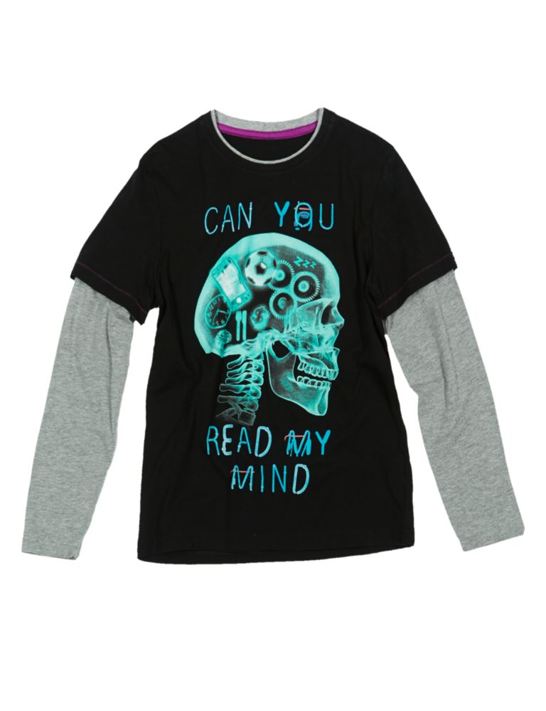 Pure Cotton Can You Read My Mind Slogan T-Shirt (5-14 Years) 2 of 3