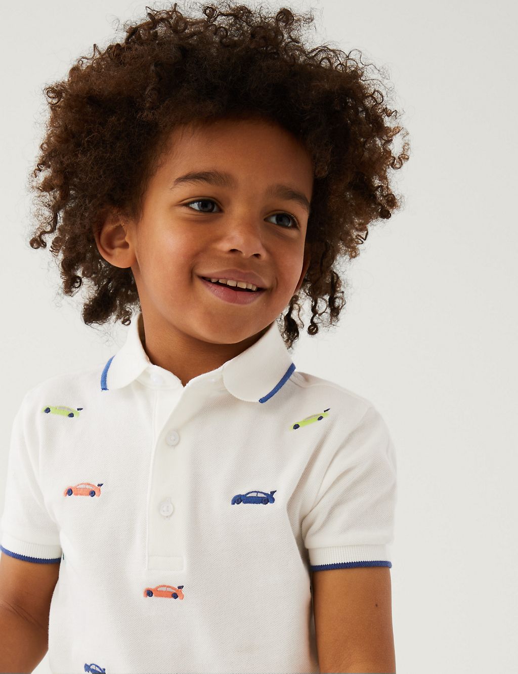 Pure Cotton Car Embroidered Polo Shirt (2-8 Yrs) | M&S Collection | M&S