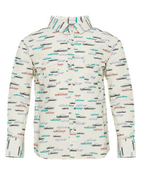 Pure Cotton Car Print Shirt (1-7 Years) Image 2 of 4