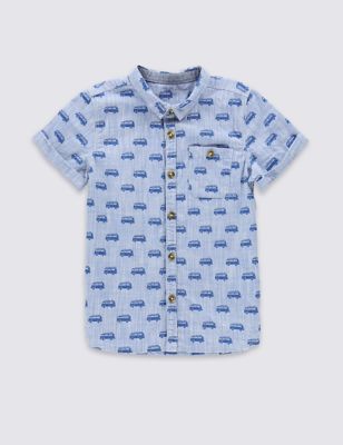Pure Cotton Car Print Shirt (1-7 Years) Image 2 of 3