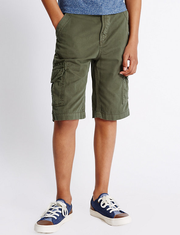 Pure Cotton Cargo Shorts (5-14 Years) Image 1 of 2