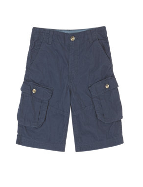 Pure Cotton Cargo Shorts (5-14 Years) Image 2 of 3